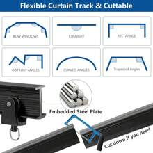 Curved Ceiling Track;Flexible Bendable Curtain Track 6.6/9.8/13.1/16.4Ft Black Curved Curtain Rail Ceiling Wall Mount Curtain Sliding Track;Bay Window&Room Divider Ceiling Track Rail System With Metal Clip Home Bathroom Decor Fall Decor Bathroom Accessories Back To School