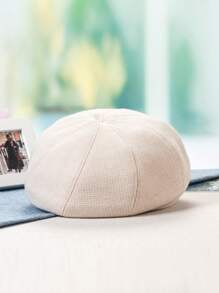 1 件优雅复古千鸟格涤纶羊毛印花贝雷帽，秋冬万圣节