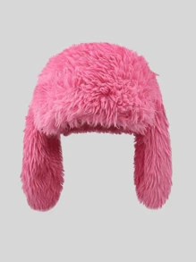 1pc Women's Solid Color Cute Long Rabbit Ear Warm Versatile Bucket Hat, Suitable For Autumn And Winter Outdoor Use Halloween Halloween Decor - Bucket Hat - View 6