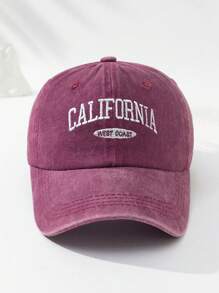 MAKEFGE 1pc Unisex Outdoor Casual Fashion CALIFORNIA Embroidery Washed UV Protection Adjustable Soft Baseball Cap, Suitable For Daily Matching Halloween