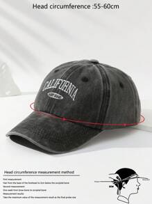 MAKEFGE 1pc Unisex Outdoor Casual Fashion CALIFORNIA Embroidery Washed UV Protection Adjustable Soft Baseball Cap, Suitable For Daily Matching Halloween