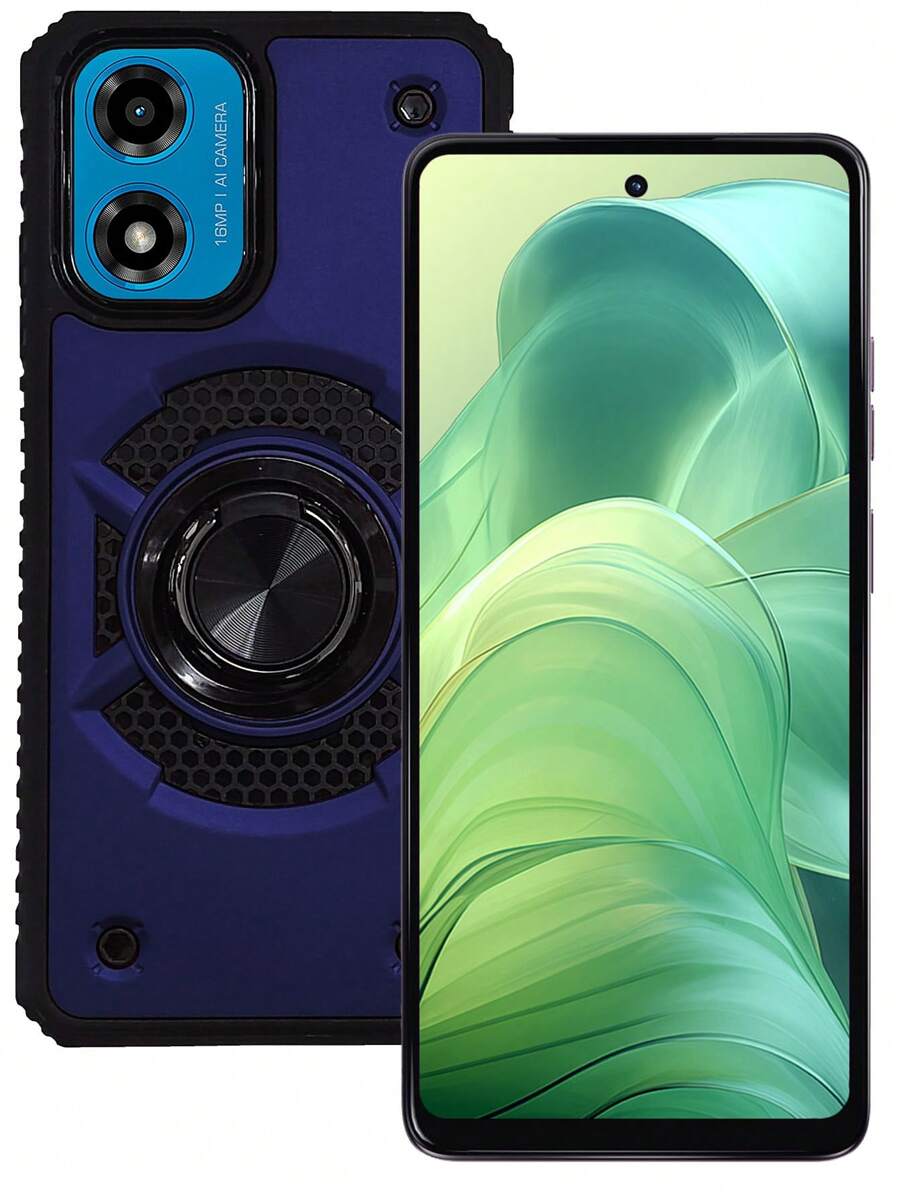 FUNDA USO RUDO CLIP O CON ANILLO PARA MOTO G04 MOTO G24 - Azul - Ver 1