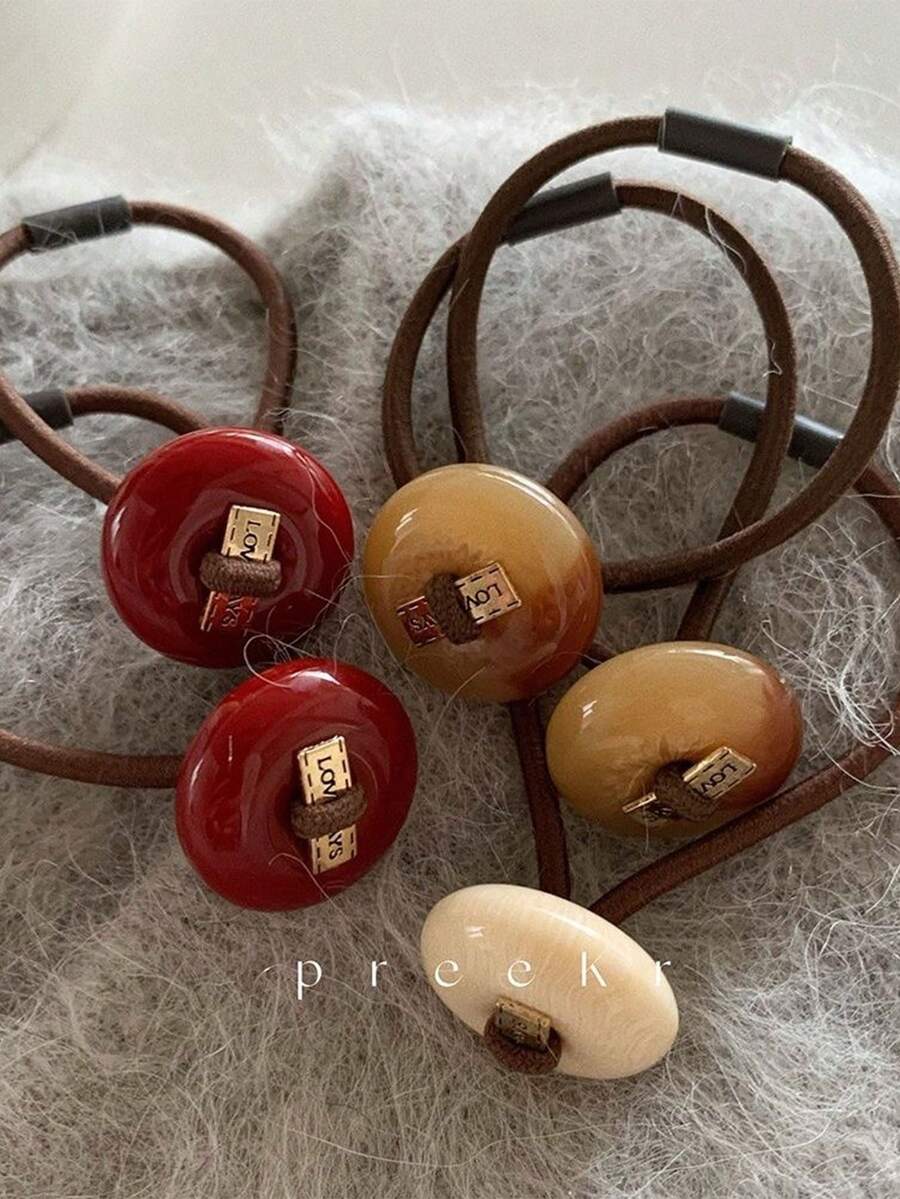 1件韩国新款秋冬发饰，别致优雅的亚克力材质，寓意好运，后脑勺发绳，高骷髅头发饰，适合日常、约会、派对等场合，简约独特，优雅的万圣节礼物。 - 彩色 - 查看 1