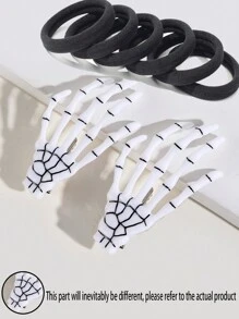 8pcs Halloween Ghost Hand Hair Clips, Dark Punk Exaggerated Hair Accessories, Skeleton Hand Hair Clips, For Halloween Party
