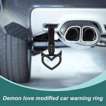 ROJEMXVE 1pc Heart Handle Ring Bumper Warning Car Accessory Heart Hand Strap Drift Charm Rear Bumper Warning Ring Decor For Car Bus Subway Interior Exterior Decoration(Purple, Devil Style)