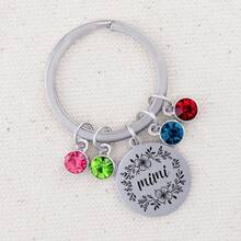 Personalized Mimi Gift Birthstone Keychain Custom Gift For Mother's Day Gold Or Silver Plate Key Ring Name Grandmother Birthday - Silver - View 4