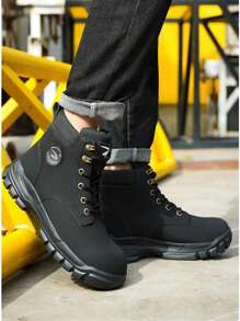 男士安全工作靴，大码高帮户外工业鞋，合成革鞋面搭配EVA鞋底，适用于建筑、采矿、徒步、狩猎等多种场合，春、秋、冬四季皆宜。