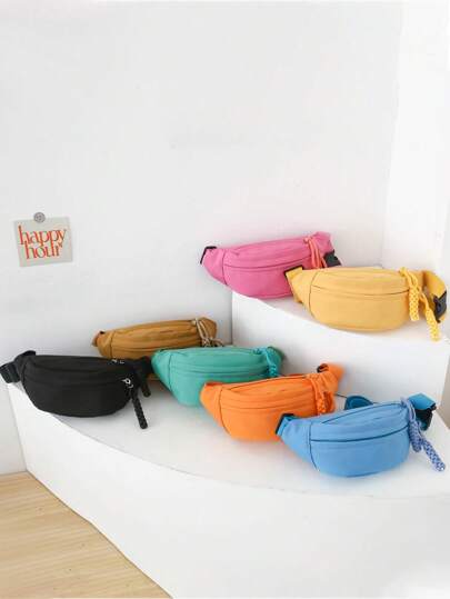 Solid Color Casual Waist Bag, Minimalist Versatile Crossbody Chest Bag For Teenagers