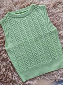 Women Knit Tops Knitting Vest - Màu xanh Cadet - Xem 4