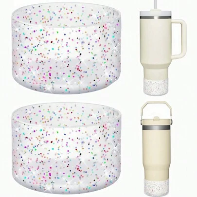 Vỏ bọc cốc bằng silicon lấp lánh, tương thích với cốc 20-40oz và 12-24oz, ống lót chống trượt đáy 2,8-2,95 inch cho bình nước và cốc, Vỏ bọc cốc lấp lánh chống trượt