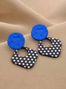 1 Pair Of Fashionable Retro Personalized Women's Earrings, Sweet And Fresh Style, Black And White Polka Dot Earrings, Alloy, Acrylic And Stainless Steel Materials, Suitable For Daily Life, Festivals, Parties And Other Occasions, Can Be Used As Valentine's Day Gifts, Holiday Gifts, Earrings Have Protective Covers, You Need To Remove The Protective Covers When Using
