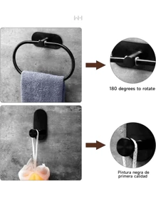 Set de Toalleros para Baño, Organización para Baño, Novedoso, Estetica Visual para Baño, Gran Artículo - Negro - Ver 4