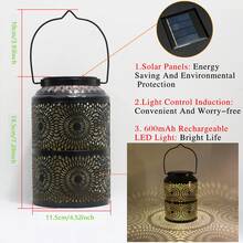 1 件户外太阳能装饰花灯，时尚铁艺台灯，适用于后院，户外照明装饰，情人节节日和庆祝氛围装饰，适用于小路、庭院、露台的户外花园照明 - 多色 - 查看 3