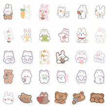 90 szt. Słodkie naklejki z misiem i królikiem, odpowiednie do dekoracji deskorolki, komputera, biurka, DIY