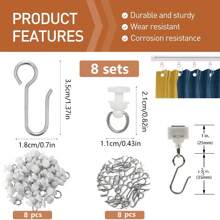 Metal Curtain Track Hooks S Shaped Small Curtain Hooks Ceiling Or Wall Curtain Track Hooks And Plastic Gliders Track Rollers For Ceiling Track Drapes-Easy To Install