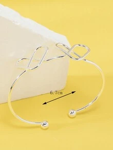 1pc Goddess Fashion Unique Personalized Design Double Heart Adjustable Bangle Bracelet For Women - Multicolor - View 16