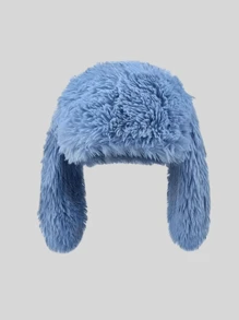 1pc Women's Solid Color Cute Long Rabbit Ear Warm Versatile Bucket Hat, Suitable For Autumn And Winter Outdoor Use Halloween Halloween Decor - Bucket Hat - View 11