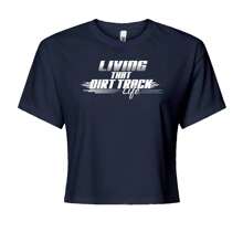 Living That Dirt Track Life Cropped T-Shirt - Navy Blue - View 3