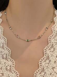 1 pieza Collar colgante de luna y corazón con circonita cúbica microincustrada chapado en oro de 18k, para hombres y mujeres, cadena de garras con gota de agua de lujo con rhinestones soldados, perfecto para bodas y compromisos