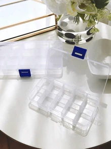 1 pieza Caja de almacenamiento de compartimentos multiusos pequeños, impermeable y desmontable, adecuada para guardar joyas, accesorios de manicura, tornillos y herramientas, para vacaciones en la playa, colección de baño, colección de dormitorio, gran capacidad, bolsa de maquillaje, esencial de viaje - transparente - Ver 5