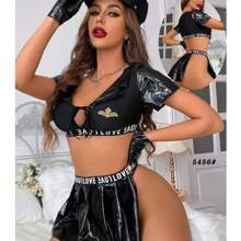 Sexy POLICE Costume For Role Playing, Sexy Lolita Student Uniform, Suitable For Party, Gala, Beach, Halloween. - 霧霾藍 - 查看 1