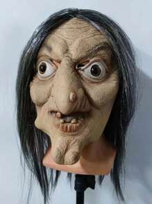 1 件万圣节女巫面具逼真女巫面具密室逃脱恐怖鬼屋女巫头饰派对道具 - 彩色 - 查看 4