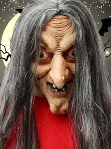 1 件万圣节女巫面具逼真女巫面具密室逃脱恐怖鬼屋女巫头饰派对道具 - 彩色 - 查看 2