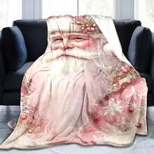 1 件全新圣诞毯，圣诞老人粉色羊毛毯，圣诞主题法兰绒毯，适合家人和朋友的礼物，多种尺寸可选，复古印花家居装饰，圣诞毯，传统，秋季毯 - 彩色 - 查看 4