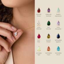 CIREY 1 件 18K 镀金十二月诞生石梨形锆石不锈钢项链，圣诞节、生日、情人节礼物 - 彩色 - 查看 12