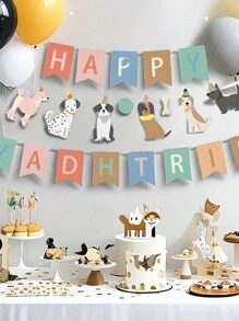 Bộ 23 phụ kiện trang trí tiệc sinh nhật theo chủ đề chó - Cờ đuôi cá, Cờ đuôi nheo, Biểu ngữ chữ - Nhiều màu - Xem 4