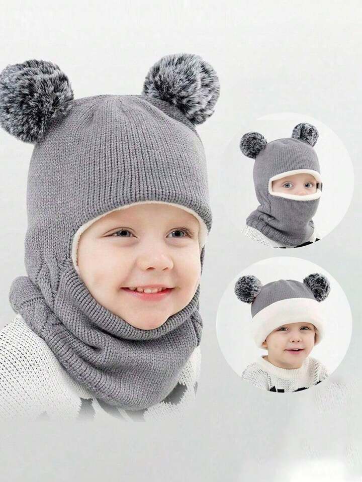 1Pc Baby Winter Warm Hat Scarf Set Unisex Infant Toddler Kid Hat Scarf