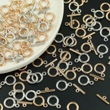 20/60 件金色/银色塑料 OT 扣圆形扣，适用于手链、项链末端、连接器、DIY 珠宝制作组件 - 一袋 - 查看 3