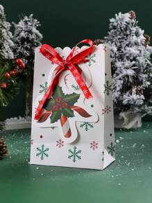 2/5pcs Christmas Paper Bags Creative Bow Snowflake Gift Bags, Baked Biscuit Food Bags, Cute Christmas Gift Bags, For Parties, Weddings, Holiday Gift Bags - Multicolor - View 16