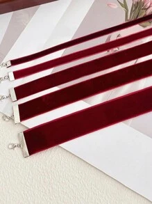 Vintage Wine Red Classic Choker Necklace, Women's Retro Collar Necklace With Extension Chain, Suitable For Christmas, Valentine's Day, Birthday, Prom Or Daily Wear,Mom,Mother,Mother's Day,Gift