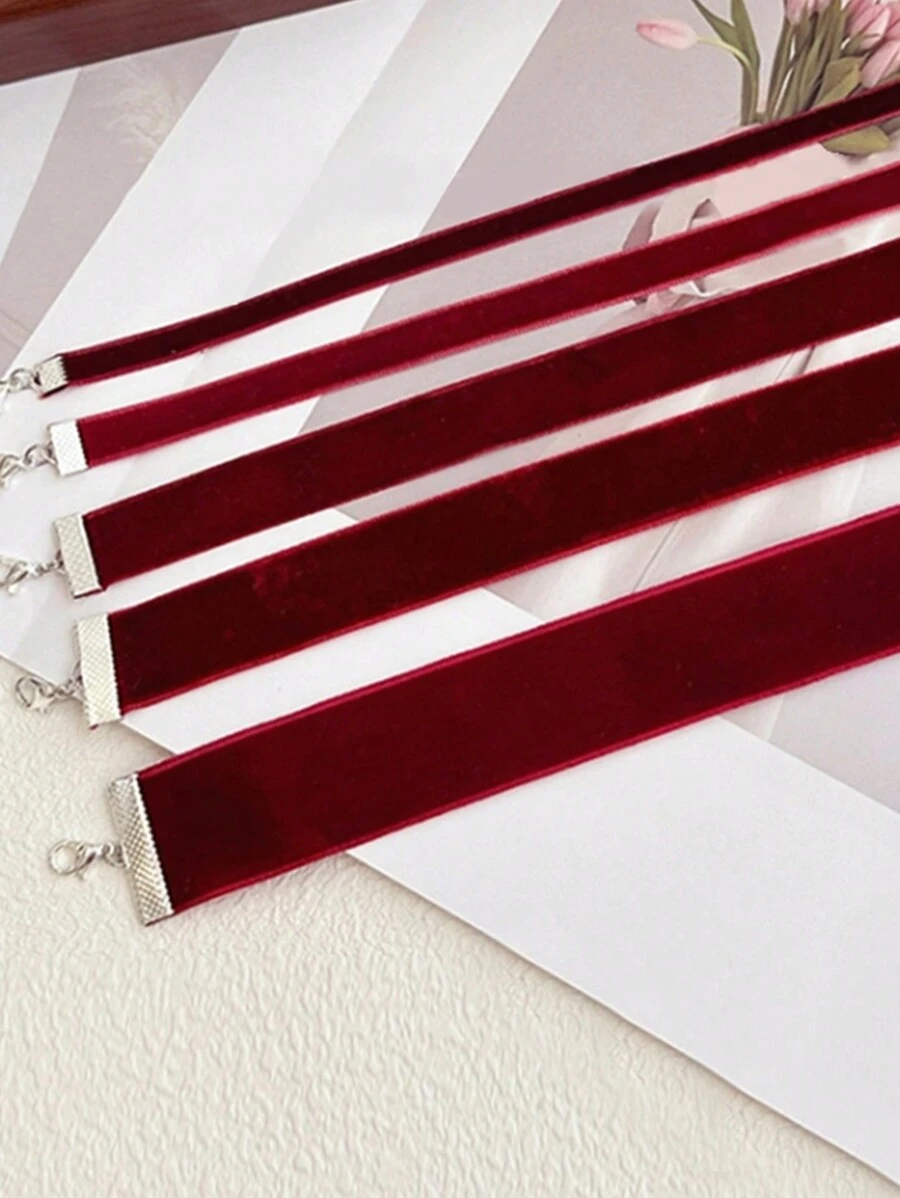 Vintage Wine Red Classic Choker Necklace, Women's Retro Collar Necklace With Extension Chain, Suitable For Christmas, Valentine's Day, Birthday, Prom Or Daily Wear,Mom,Mother,Mother's Day,Gift