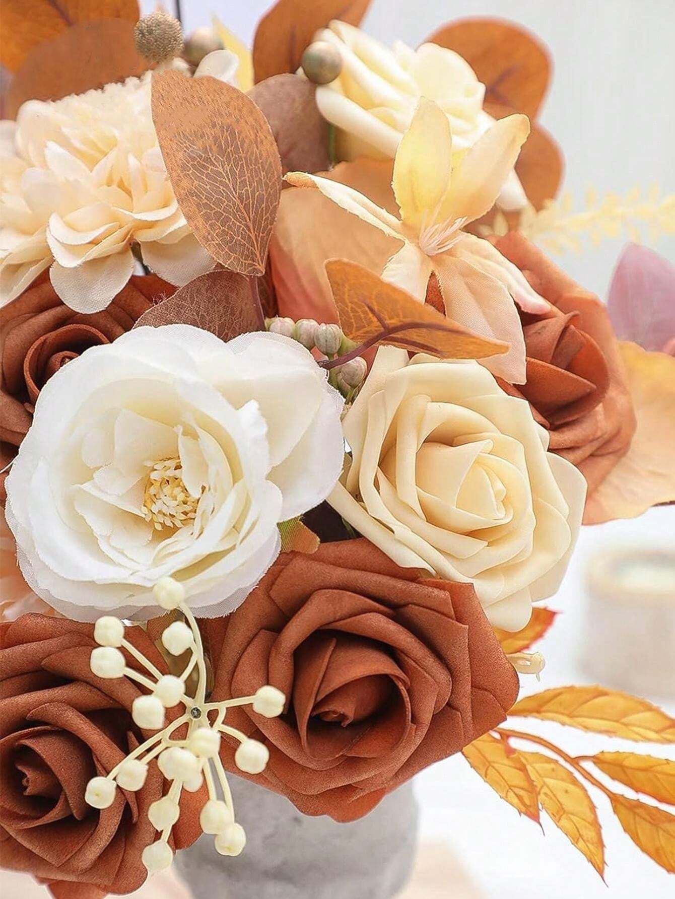 Real Looking Foam Fake Roses With Stems For DIY Wedding Bouquets Bridal