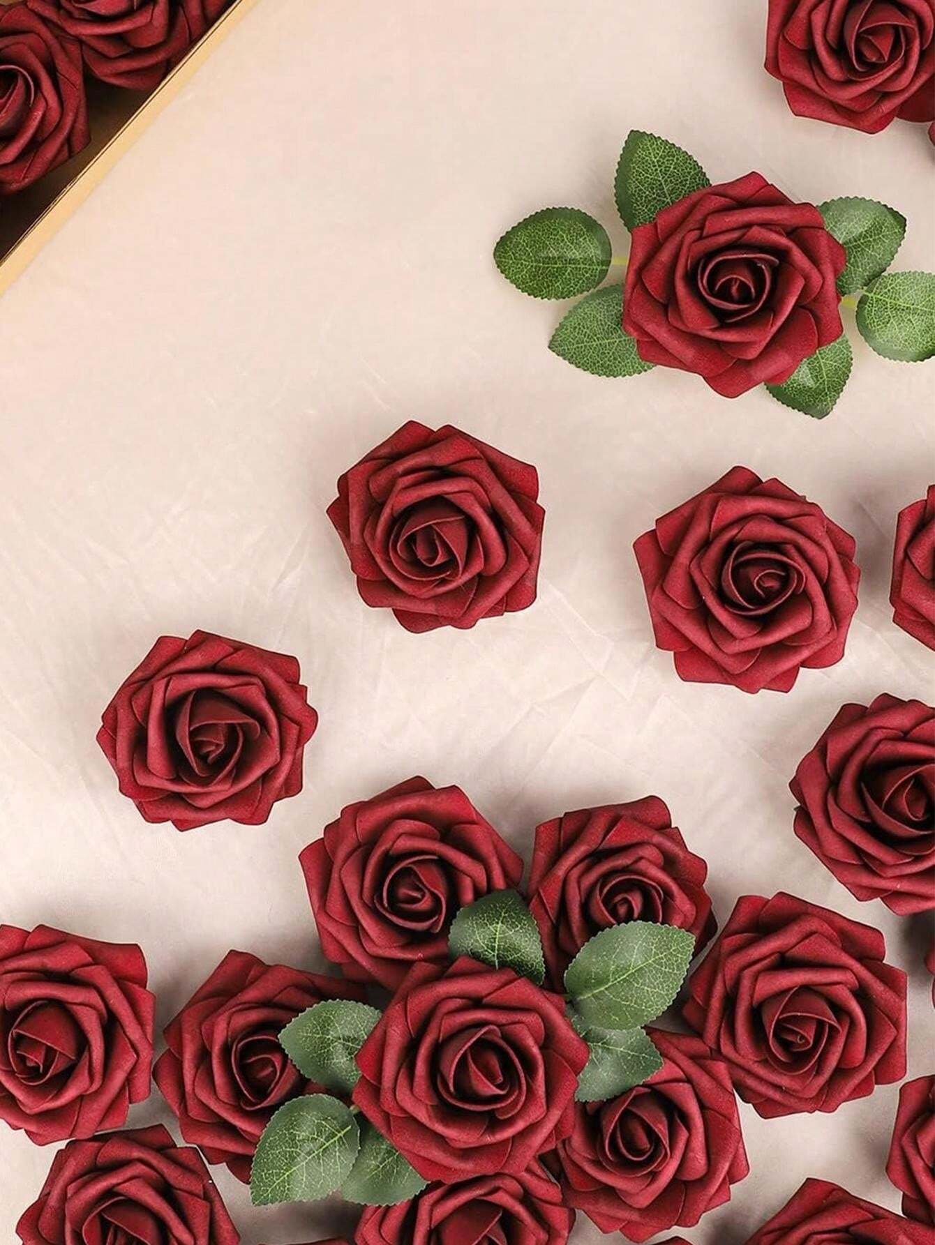 Real Looking Foam Fake Roses With Stems For DIY Wedding Bouquets Bridal
