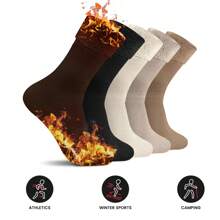 5 Pairs Fleece Self-Heating Winter Athletic Socks Thick Thermal Warm Socks For Hiking Skiing Gift