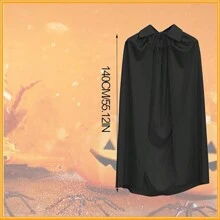 1 件万圣节服装吸血鬼斗篷、女巫黑色和红色连帽斗篷、成人死神黑色长袍连衣裙 - 黑色立領 - 查看 6