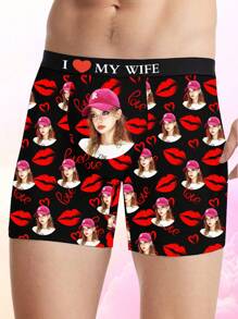 Cuecas boxer personalizadas impressas com estampa para o Dia dos Namorados, com elasticidade e confortáveis, para uso diário, 1 peça Cachorro Adorável, Simples, Engraçado, Confortável, Personalizado, Único, Presente Personalizado Ideal para Homens/Mulheres, Presente ideal para Namorado, Amigos, Quarto, para Casamentos, Feriados, Aniversários