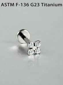 1 件 F136 钛内螺纹 16G 螺丝平背耳钉大太阳花三角形方形 Cz 软骨耳环身体珠宝情人节 - 鈦銀色 - 查看 9