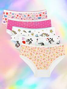 Calcinha Infantil Estampada Kit 5 peças Algodão DCP Kids - Multicolorido - Visão 1