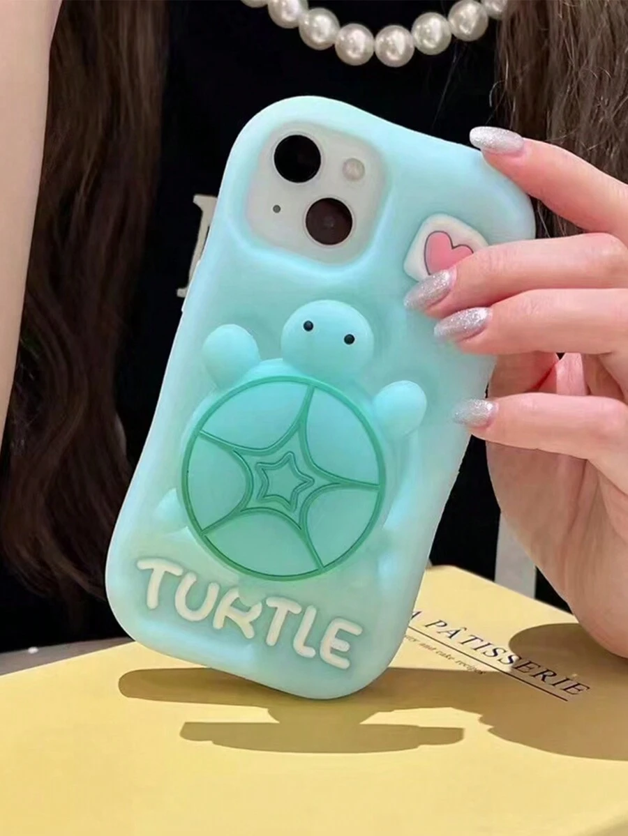 Ốp lưng chống sốc bằng silicon cá nhân hóa hình con rùa nhỏ phát sáng tương thích với Apple IPhone 15 Pro Max/Viral IPhone 14 Pro Max/IPhone 13 phiên bản mới/IPhone 12/IPhone 15/IPhone 14 - màu xanh lá - Xem 1