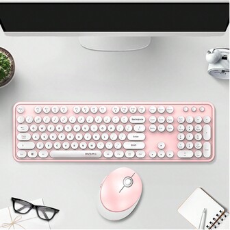  Mofii Sweet Solid Color Keyboard And Mouse Set Combo, High-Aesthetic Wireless Keyboard And Mouse