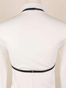 1件黑色性感束缚胸罩内衣哥特式束缚笼胸罩女士露脐连体衣涤纶镂空弹力带 - 黑色 - 查看 6