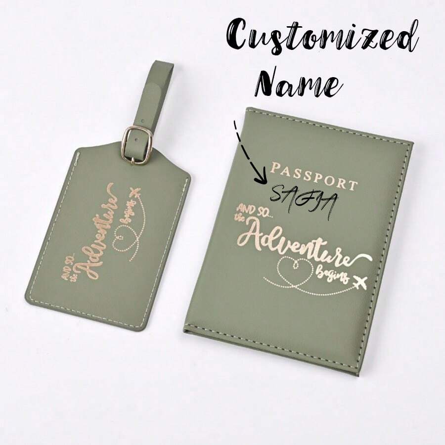2 Stücke/Set personalisierter Name Passhülle, beliebter Set aus PU Marmor Passhülle und Bordkartenhülle, multifunktionales Paar-Schutzhülle-Set