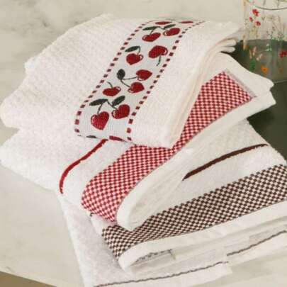 Kit com 3 Panos de Prato de Algodão 100% Jacquard, 45x70 cm, Toalha de Rosto, Cozinha, Banheiro, Casa, Fornecedores Domésticos