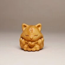 手工木雕九尾狐雕像，完美的桌面装饰，生日和节日的理想礼物 - 彩色 - 查看 3