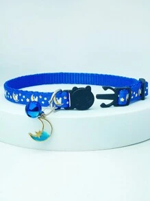 1 件夜光星月图案宠物项圈，可调节防窒息扣，带铃铛和装饰吊坠，适合 5 公斤以下的猫狗 - 彩色 - 查看 4