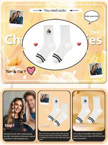 1 Pair Of Customized Face Men's Mid Tube Socks, Put Any Face On Socks, Personalized Socks For With Photos, Interesting Customized Picture Pairs With Medium To Long Socks, Fall